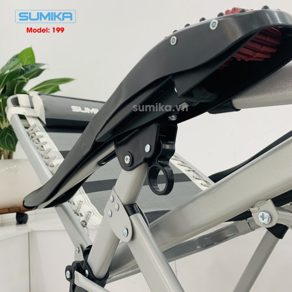 Ghế xếp thư giãn SUMIKA 199-Mẫu mới nhất 2020, lăn tay massage, khung vuông cao cấp, tải trọng 300kg