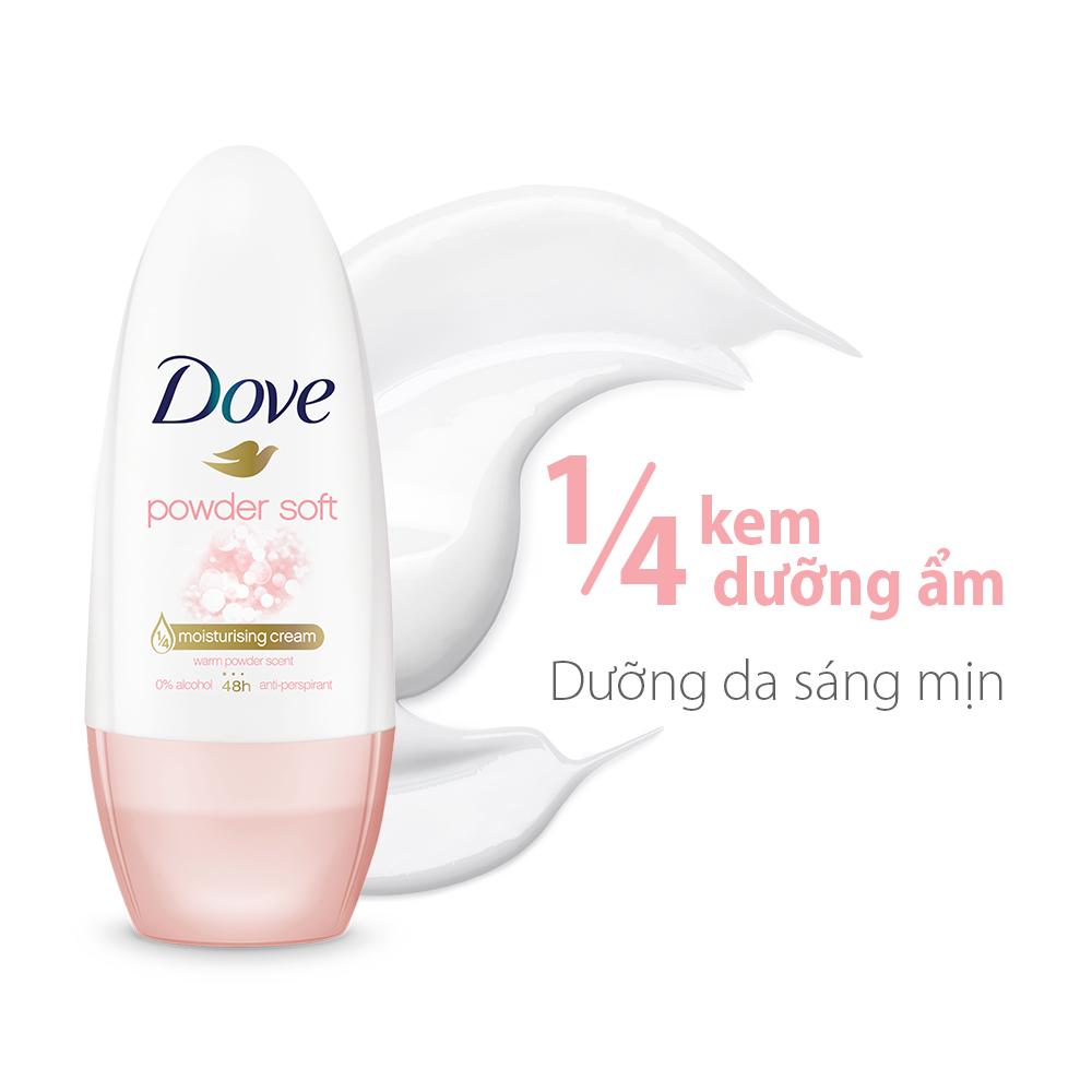 Combo 2 Lăn khử mùi Dove Dưỡng da Sáng mịn dành cho nữ, 40ml