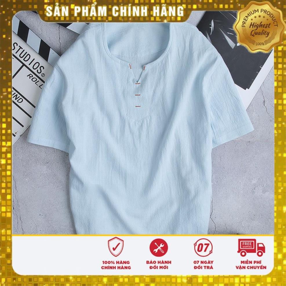 Áo Đũi Ngắn Tay Cổ V Cách Điệu Cao Cấp R.Menswear