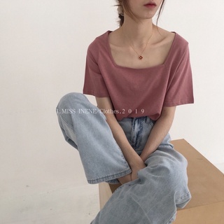 Áo thun giấy basic cổ vuông