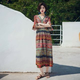 Váy boho hoạ tiết độc đáo