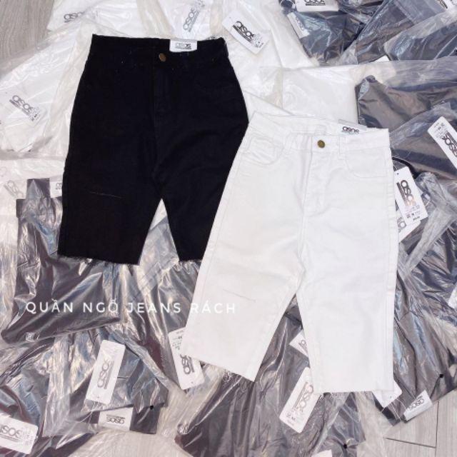 ⚡HOT TREND⚡ Quần ngố bò giấy 1 cúc Rách Gối chất đẹp (ảnh thật shop tự chụp) | BigBuy360 - bigbuy360.vn