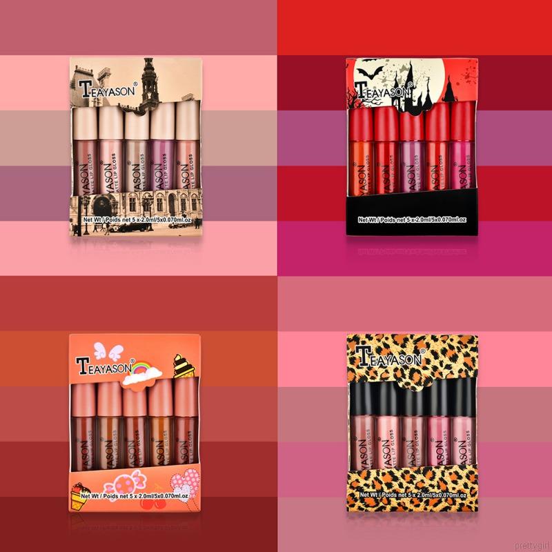 (Hàng Mới Về) Set 5 Son Kem Lì Mịn Mượt Như Nhung Kháng Nước Và Lâu Trôi