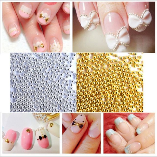 Hạt tròn bốn kích cỡ trang trí móng, DIY.