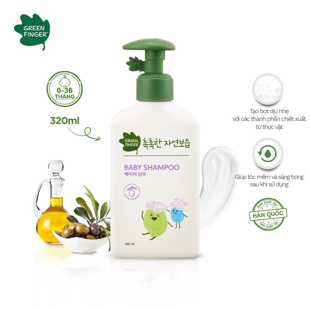 Dầu Gội Dưỡng Ẩm Cho Bé 0-36 Tháng Greenfinger ChokChok Moisture Baby Shampoo 320ml