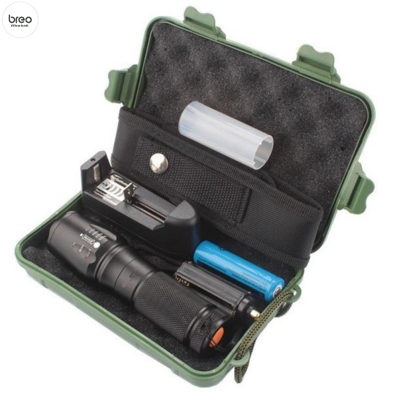 [Tặng Pin + Sạc + Hộp] Đèn Pin Siêu Sáng T6 UltraFire Led Cree XML breo market Hợp Kim Chống Nước Zoon xa Full box | BigBuy360 - bigbuy360.vn