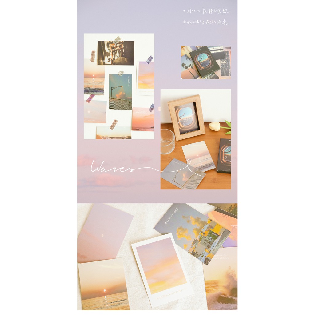 Ảnh Decor 💖 POSTCARD UNDER THE SUNSET Trang Trí Phòng Bàn Học Tường Phụ Kiện Chụp Ảnh Hình Dán Bullet Journal