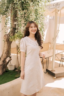 Đầm linen thêu tay kem ( S M )