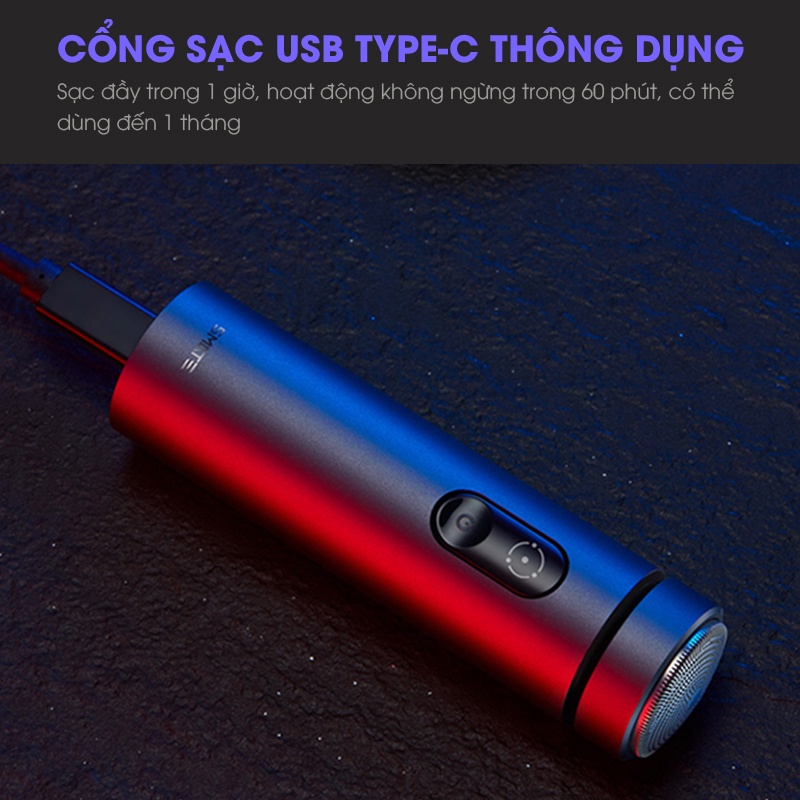 Máy Cạo Râu Cầm Tay Smate ST-R201 - Sạc Nhanh Type-C Kháng Nước IPX7 Bảo Vệ Da Mặt Màn Hình LCD Cao Cấp
