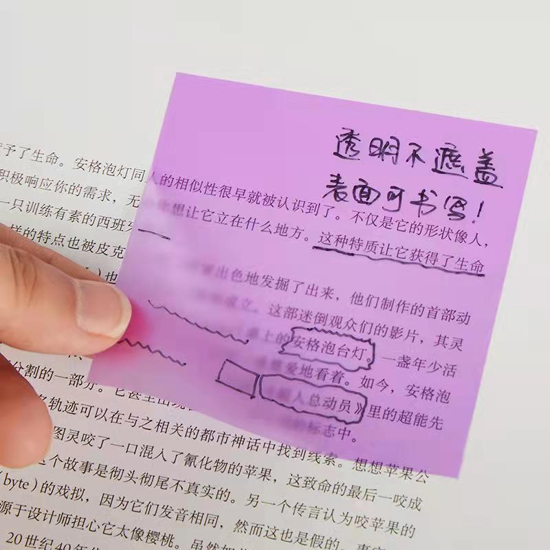 Bộ 50 Giấy Dán Ghi Chú Tự Dính Chống Thấm Nước Màu Trong Suốt Dùng Trang Trí Sổ Tay/Văn Phòng