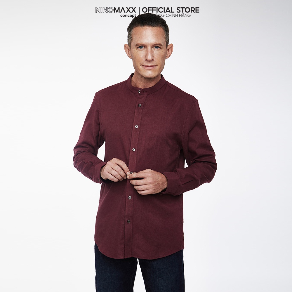 N&amp;M Áo sơ mi Nam tay dài chất liệu cotton linen 1908087