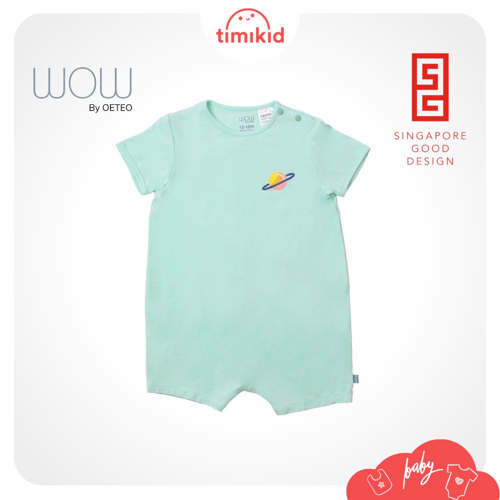 Combo 3 Bộ BodySuit Bé Trai Cao Cấp Wow By OETEO Size 3-18M - Body Cho Bé chất liệu Bamboo thoáng mát, họa tiết vũ trụ