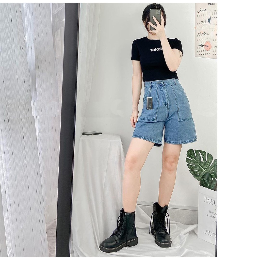 [ CÁCH YÊU ] QUẦN JEAN NGỐ LỬNG NỮ LƯNG CAO 2 TÚI HỘP TRƯỚC MÀU XANH NHẠT CÁ TÍNH UTI ĐỦ SIZE S, M, L LAI CUỐN FORM RỘNG