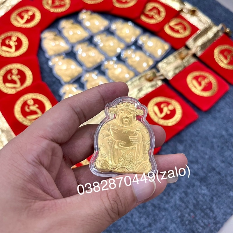 [Sỉ Giá Tốt] Combo 100 Ông Thần Tài Mạ Vàng Kèm Túi Nhung Phúc Lộc
