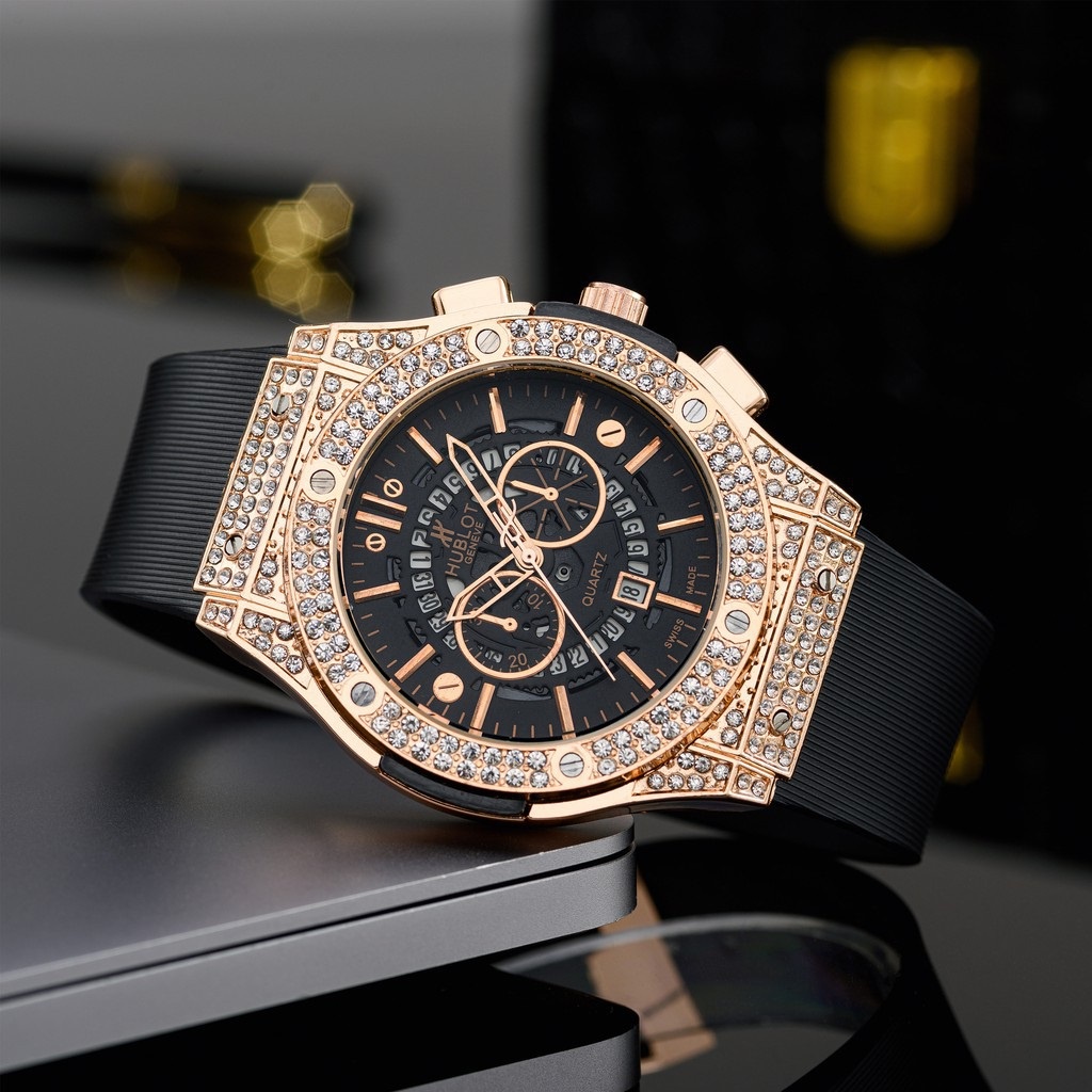 Đồng Hồ Nam HBL Viền Full Đá, Máy Cơ Automatic Nhật, Size 38/42mm, Chống Nước 5ATM