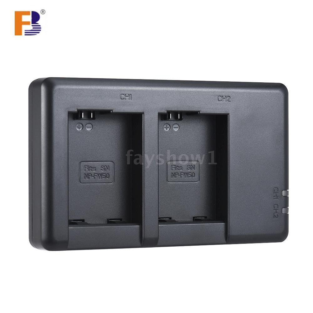 FB NP-FW50 Camera Battery Charger 2-Channel Micro-USB Input for Sony Alpha a6500 a6300 a6000 a7s a7 a7s ii a7s a5100 a50