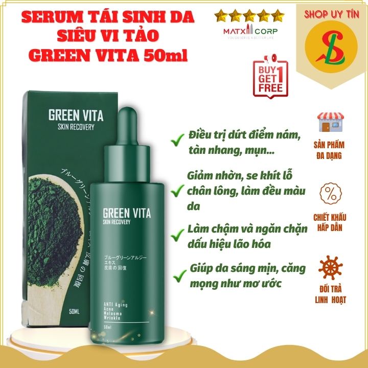Serum peel da Siêu Vi Tảo Green Vita Kis22 tái sinh da sinh học 50ml, hàng chính hãng MatxiCorp NPP Songliemshop