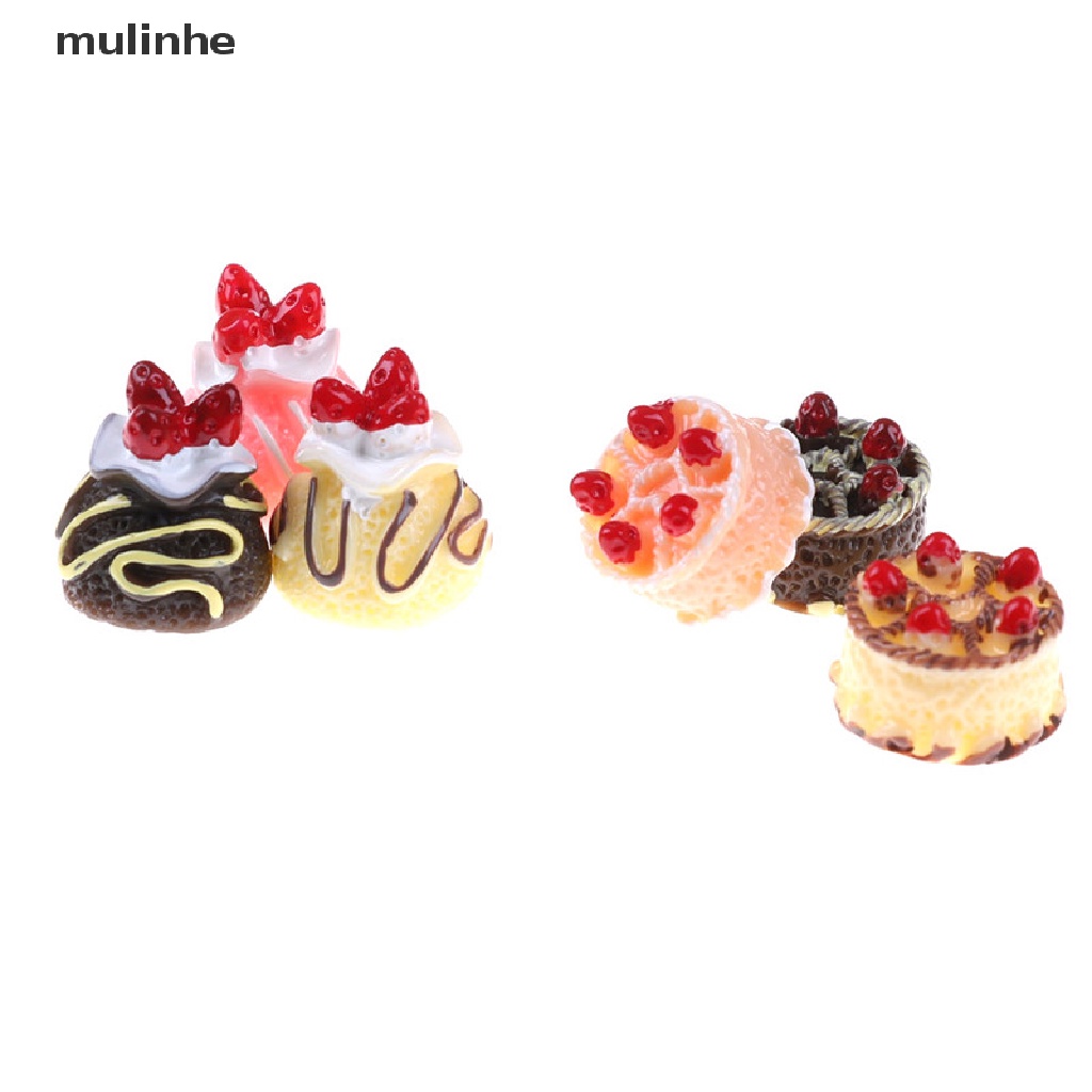 Set 6 Mô Hình Bánh Kem 3D Xinh Xắn Dùng Để Trang Trí Nhà Búp Bê