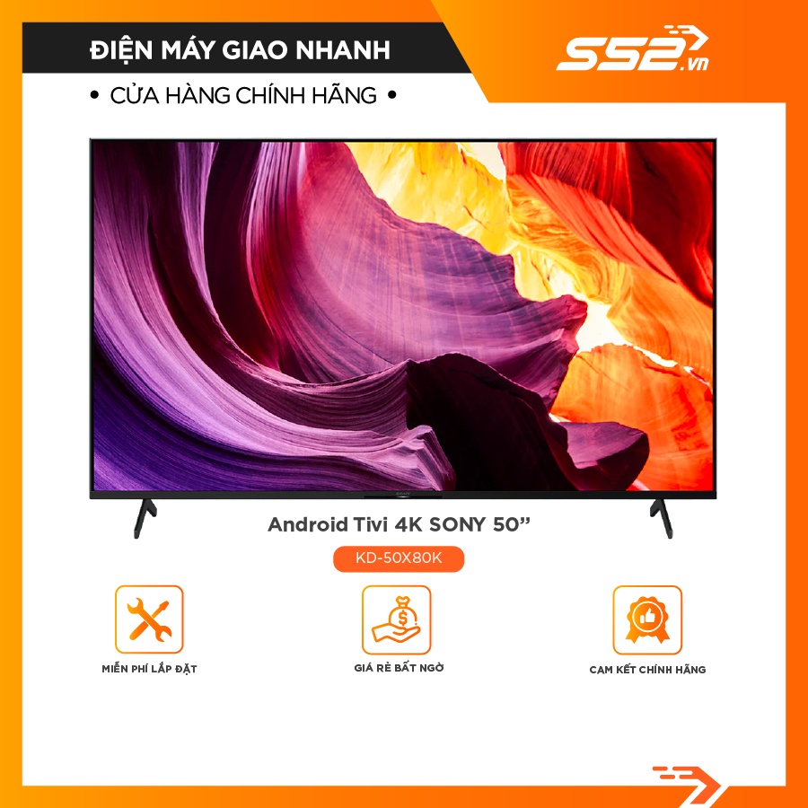 Android Tivi 4K Sony KD-50X80K-Bảo hành chính hãng