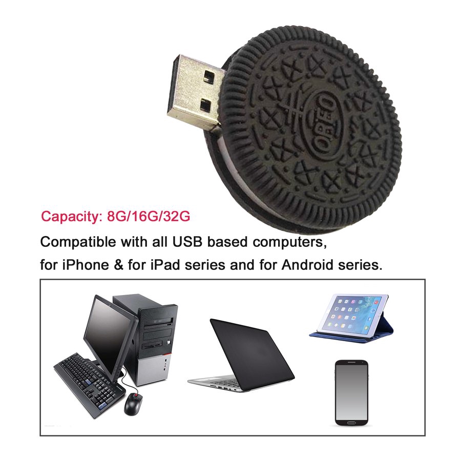 Đĩa USB Flash 2.0 dung lượng bộ nhớ 8G/16G/32G thiết kế hình bánh quy tròn tiện lợi