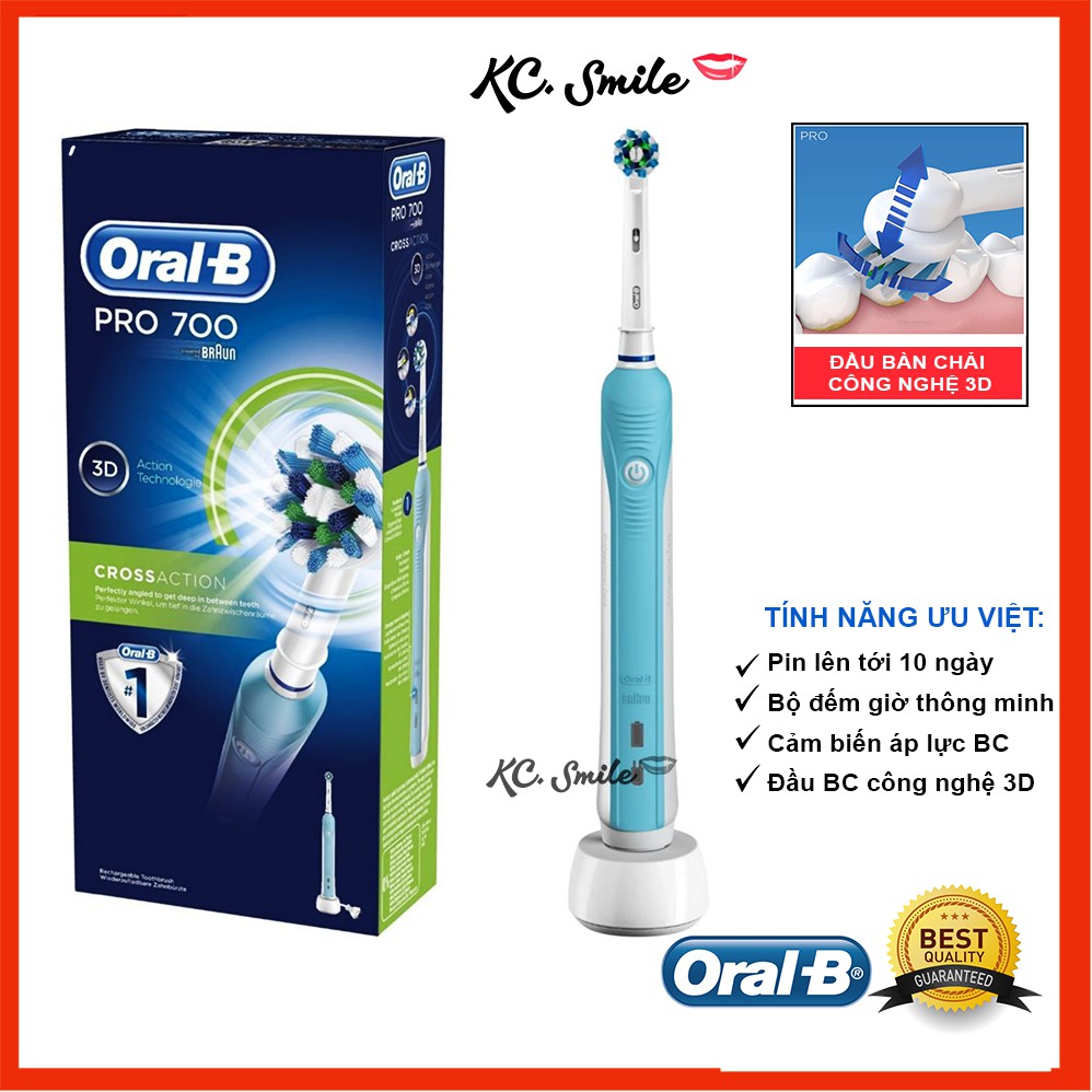 Bàn chải điện Oral B Pro 600, 700 - Bàn chải điện giúp làm trắng và sạch răng hiệu quả [Chính Hãng]