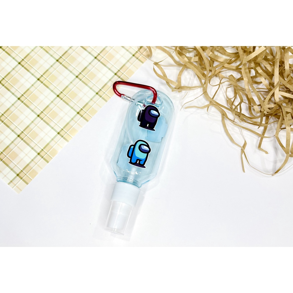 Bình xịt bầu dục 50ml tặng kèm sticker Among us và móc treo tiện dụng