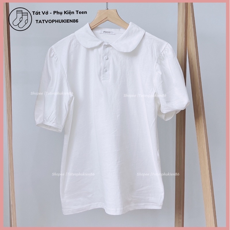 Áo có cổ nữ  FREESHIPÁo thun polo nữ -trắng hàn quốc freesize dưới 58kg vừa Unisex -Áo nữ bigsize