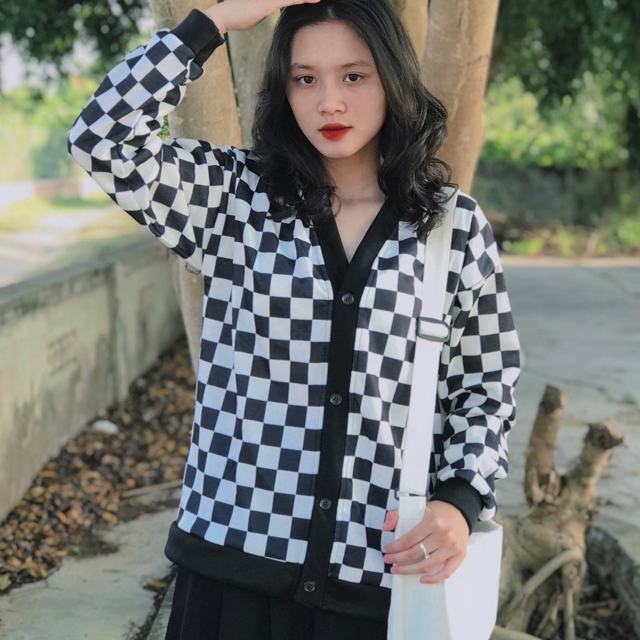 [SIU HOT] ÁO KHOÁC CARDIGAN HỌA TIẾT CARO, FORM ÁO RỘNG VẢI NỈ DÀY MỀM MẠI (có sẵn+đủ size) | BigBuy360 - bigbuy360.vn