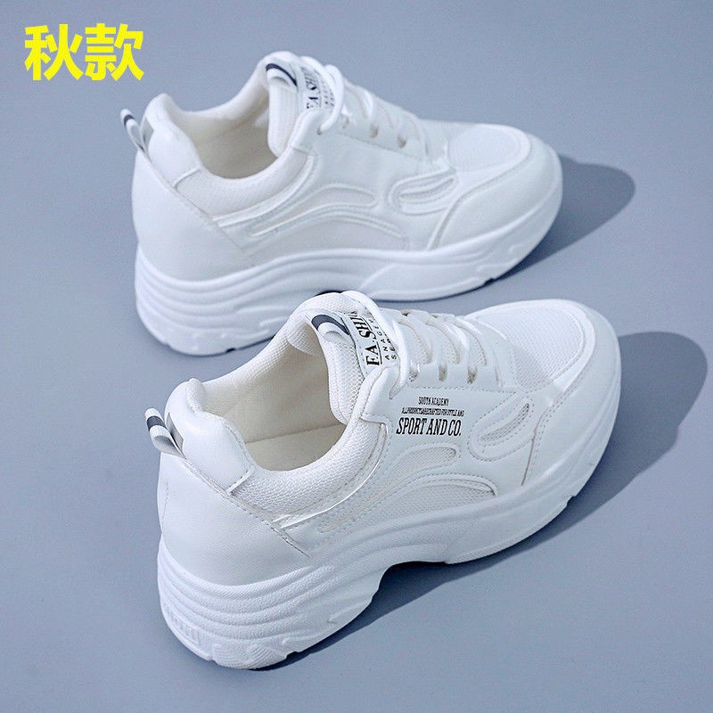 Giày Sneaker Nữ, Giày Thể Thao Nữ Giày Thể Thao Nữ Độn Đế 4-5Cm Mùa Xuân Thu Hàn Quốc Màu Trắng Giá Tốt Bảo Hành 12Tháng | BigBuy360 - bigbuy360.vn