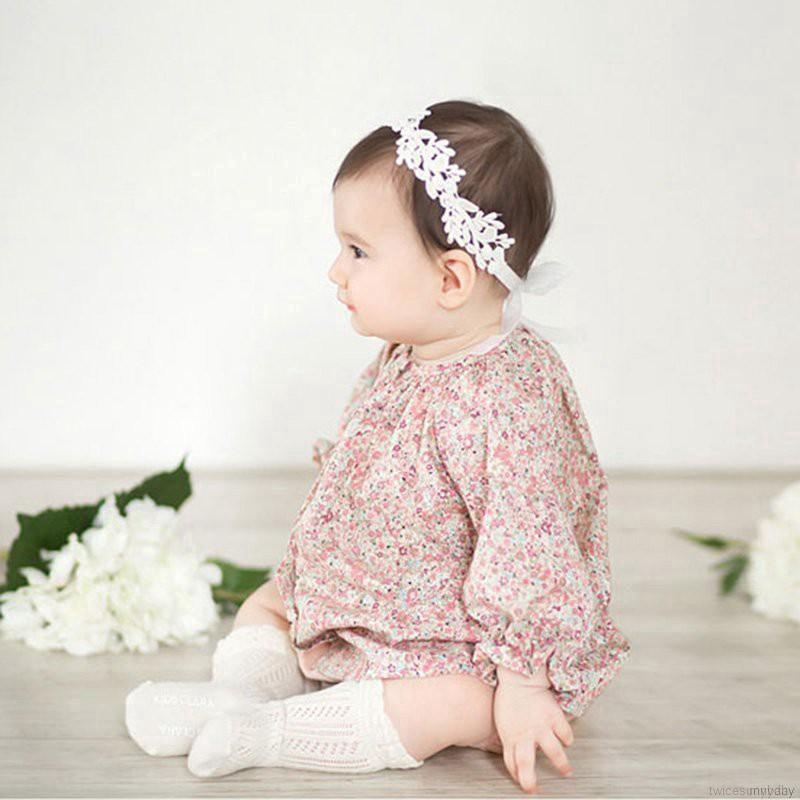 Băng đô vải ren đính ngọc trai dễ thương cho bé gái