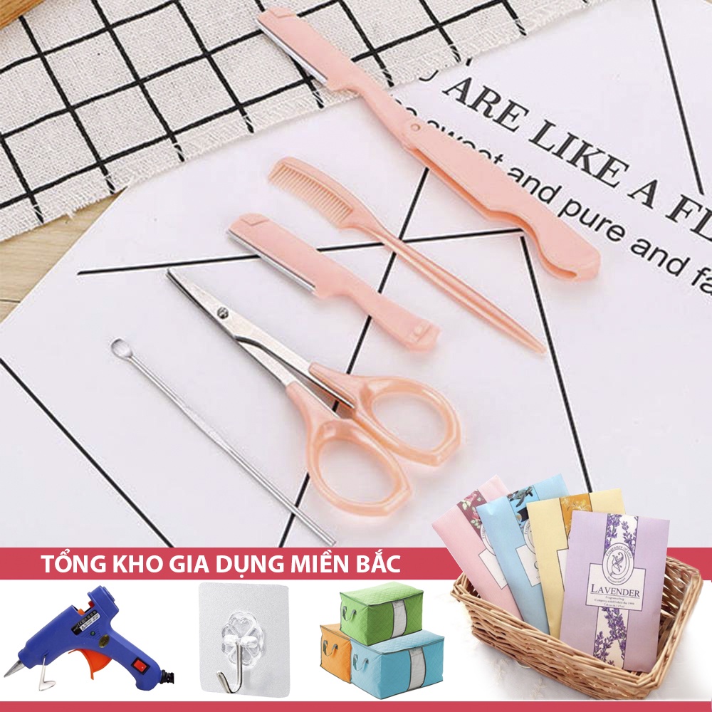 [Tổng Kho Sỉ] Bộ Kit Phụ Kiện Trang Điểm KIỂU 5 - Dụng Cụ Kéo, Dao, Lược Cắt Tỉa Lông Mày