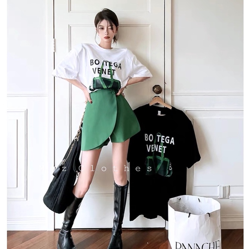 Set áo phông túi xách chân váy vạt lệch BN387
