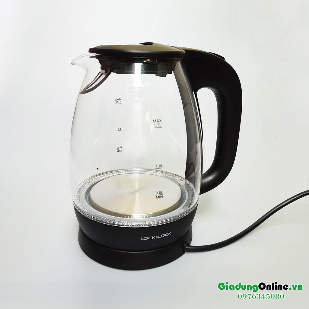 Ấm Điện Đun Nước Bằng Thủy Tinh Lock&Lock  EJK432 1.7L Bảo hành chính hãng 12 tháng