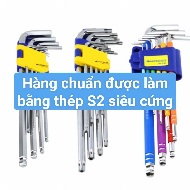 Bộ lục giác lục giác hoa thị chuẩn thép S2 tốt hơn thép CRV thông thường King Blue