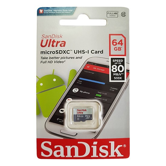 Thẻ nhớ MicroSDXC SanDisk Ultra 533X 64GB 80MB/s | BigBuy360 - bigbuy360.vn