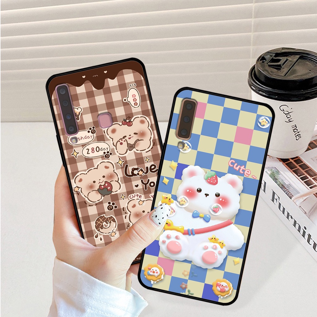 Ốp lưng Samsung A7 2018 - Samsung A9 2018 in hình caro gấu thỏ dễ thương
