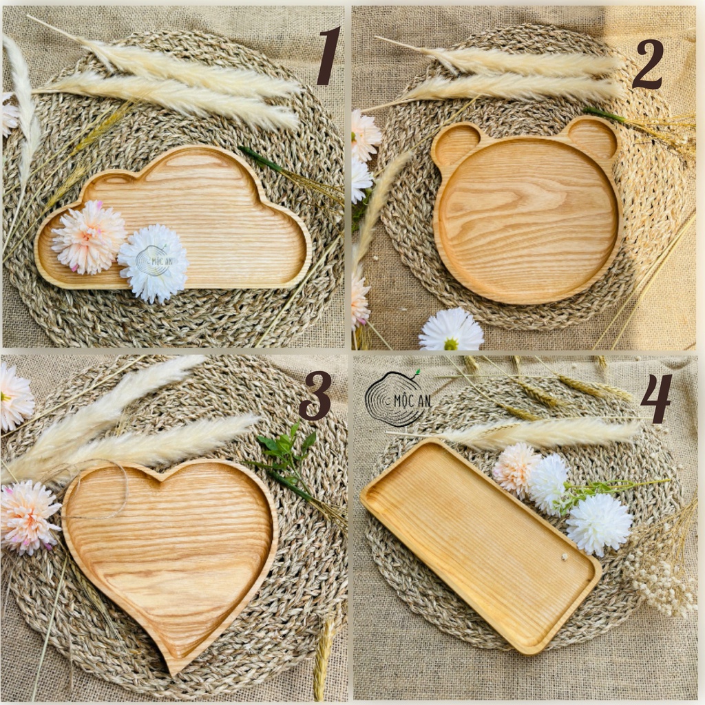 Khay gỗ decor MỘC AN - Khay bằng gỗ tần bì tự nhiên dùng trang trí chụp hình / đựng đồ ăn và decor nhiều mẫu tự chọn