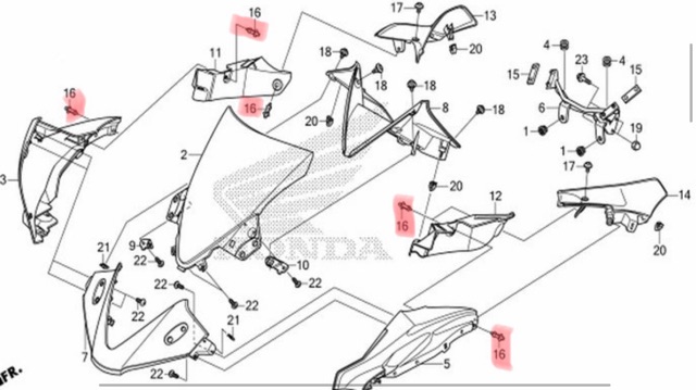 Ốc nhựa bấm dàn áo CBR150 chính hãng Honda Thailand