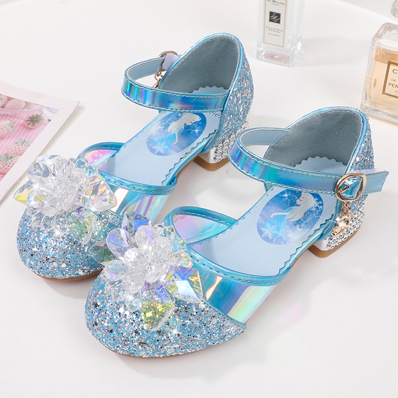 Giày công chúa Elsa đính đá cao gót cho bé gái 3-10 tuổi mẫu mới 2022