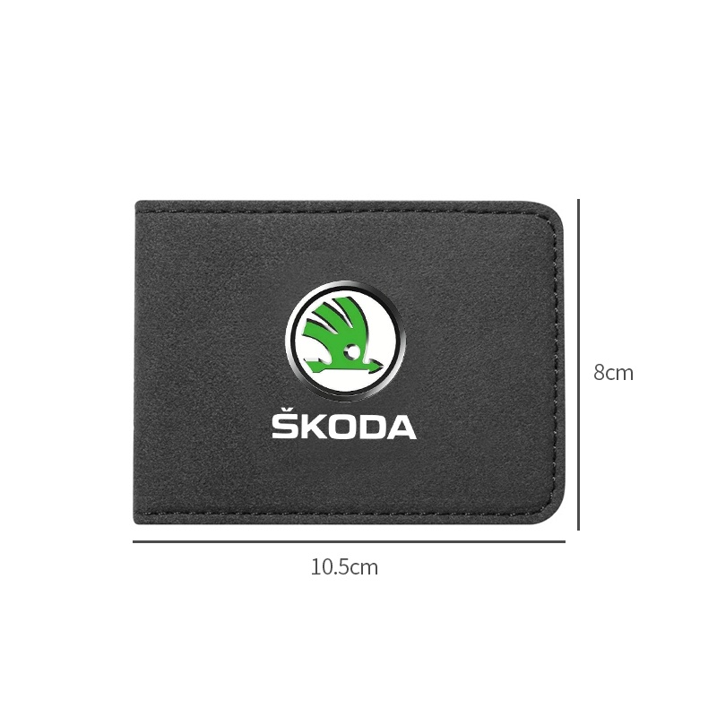 Ví Da Đen Siêu Mỏng Đựng Bằng Lái Xe Cho Skoda Octavia Fabia Rapid Yeti Kodiaq Superb