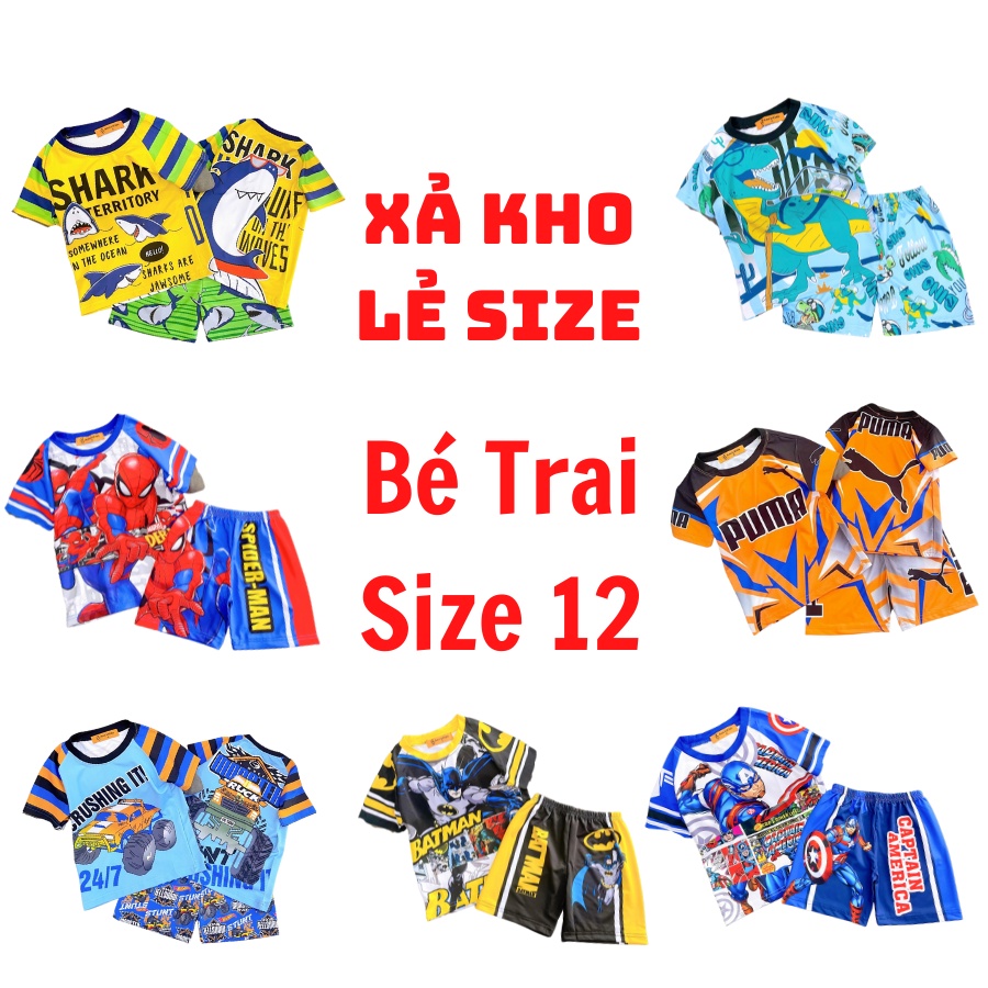 Quần áo bé trai, quần áo trẻ em thun lạnh hoặc cotton in hình siêu đẹp thoáng mát, mềm mịn không phai