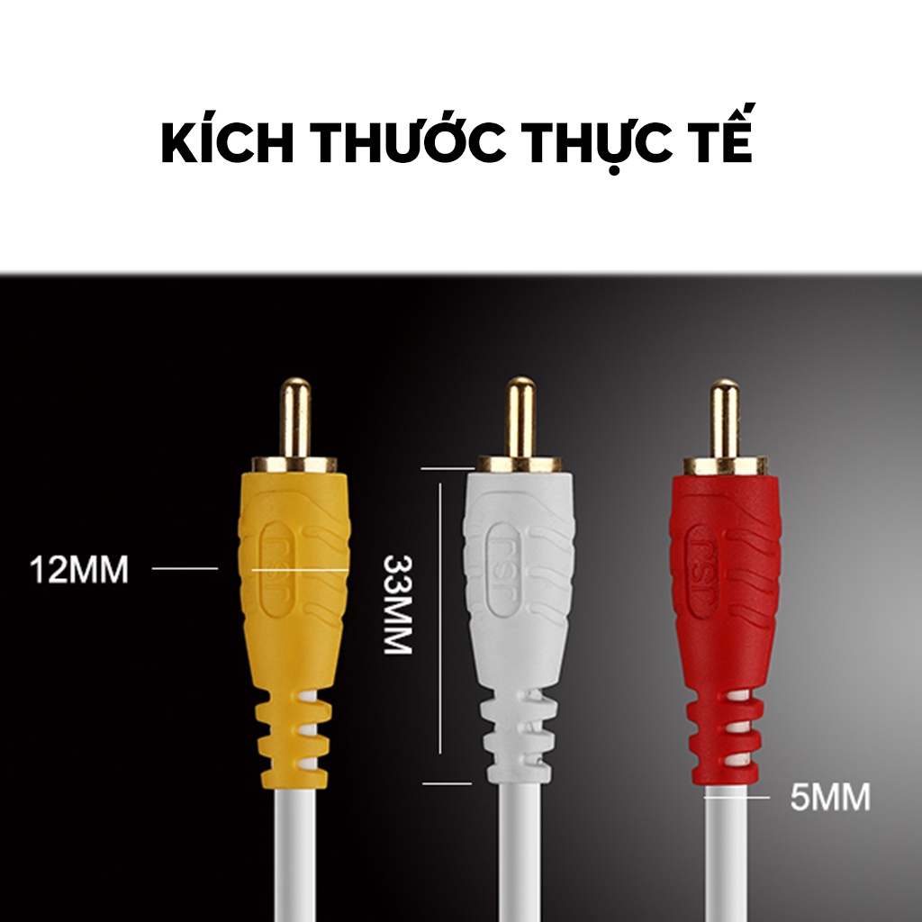 Dây tín hiệu âm thanh 6 đầu bông sen JSJ 6431 dài 1.8m đến 15m dây đúc liền mạch và co giãn tốt đầu cắm mạ vàng