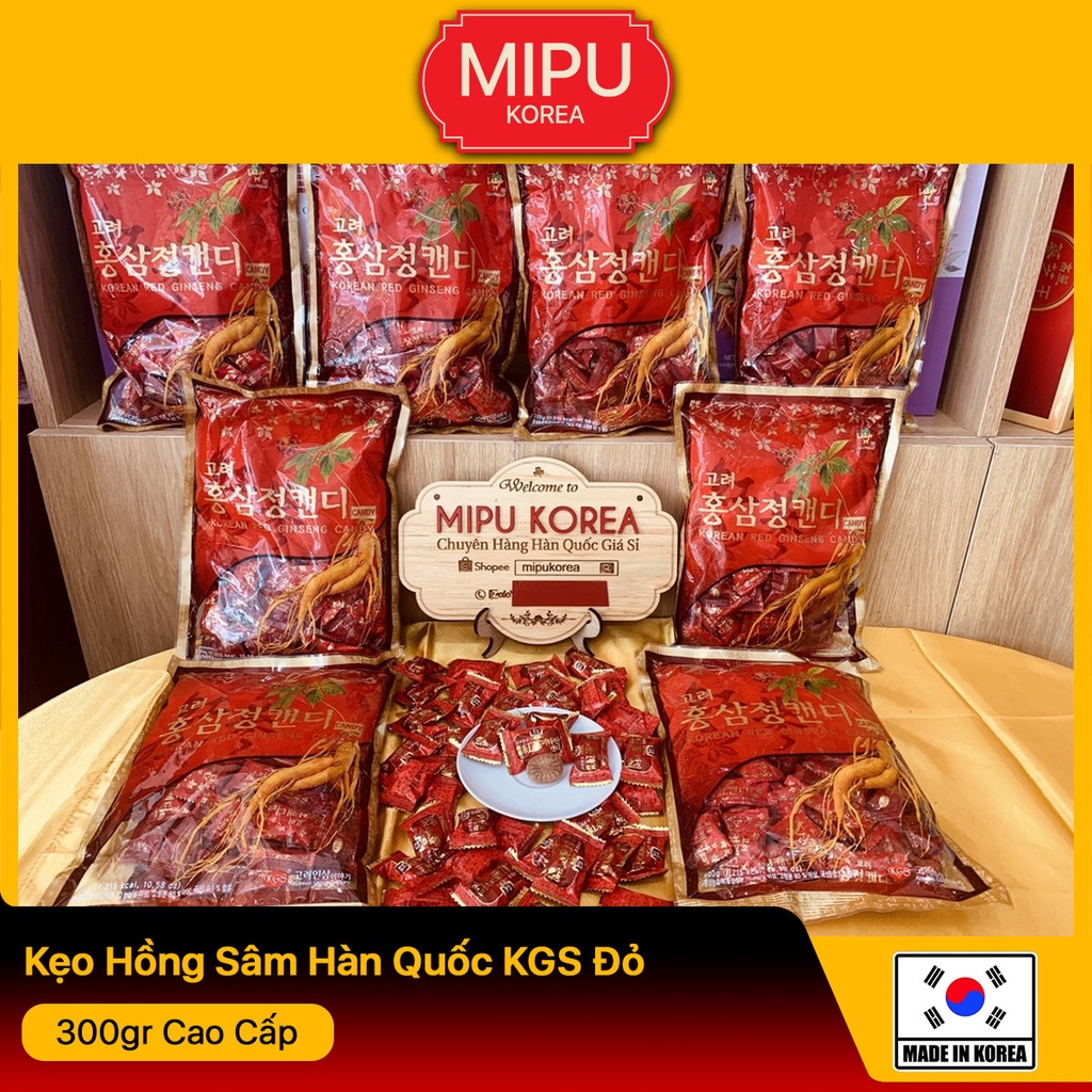 [Mã GROSALE1 giảm 8% đơn 500K] Kẹo Sâm - Kẹo Hồng Sâm Hàn Quốc KGS Đỏ 300gr Cao Cấp