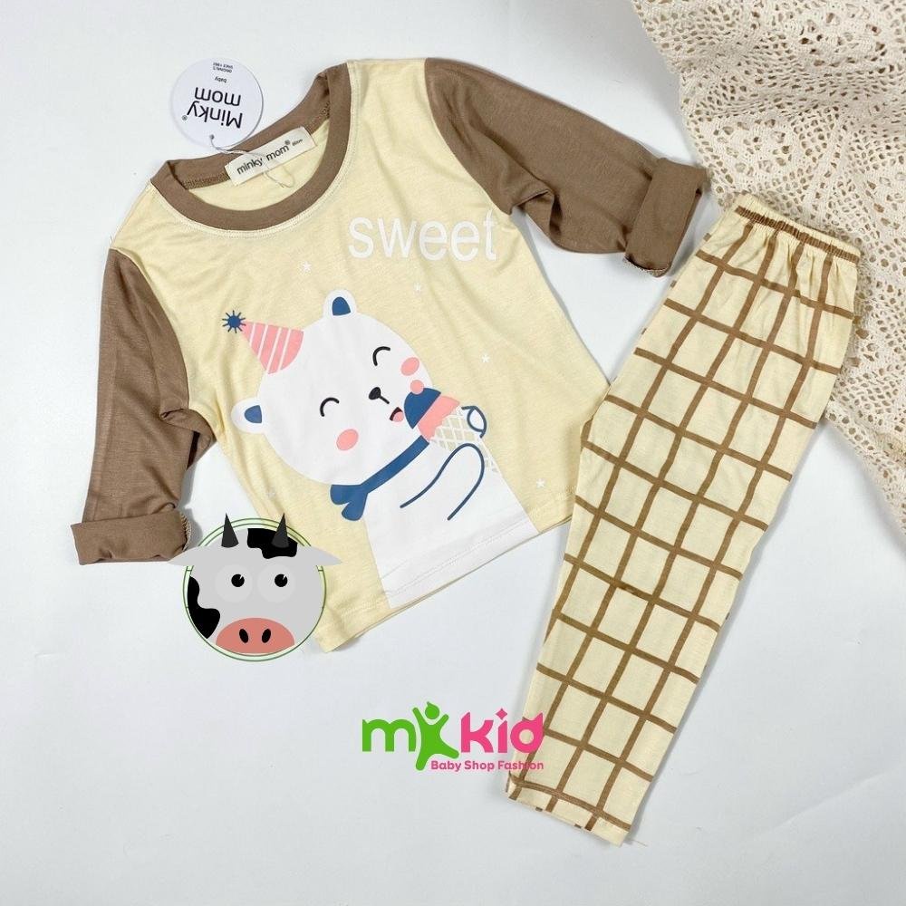 Bộ Thun Lạnh Dài Tay Cho Bé 💖 Bộ Thu Đông Dài Tay Minky Mom Cho Bé Trai Bé Gái Với Các Hình Thú Siêu Kute