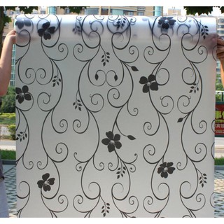 DECAL 5M dán kính mờ ( KHỔ 45CM ) có sẵn keo - HOA MAI ĐEN TKK077