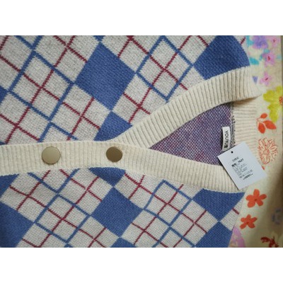 Hàng Sẵn_Áo khoác cardidan len dày rộng rãi thiết kế kẻ sọc retro