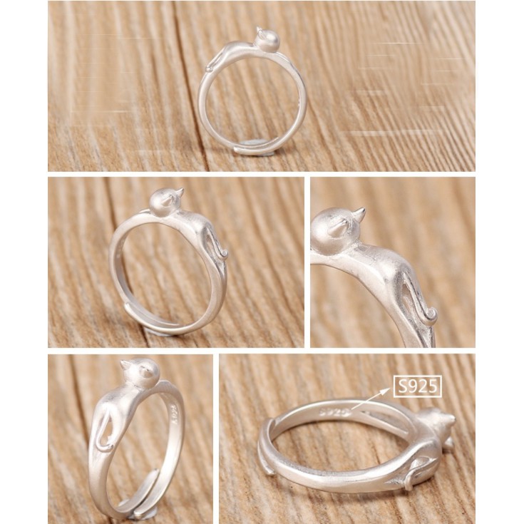 Nhẫn nữ hình Mèo NN34 bạc S925 Song An Eco