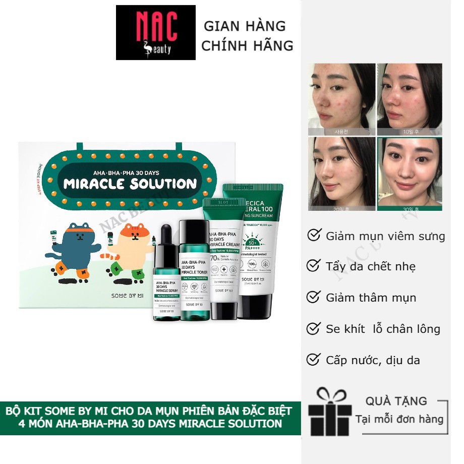 Bộ Kit Some By Mi Cho Da Mụn Phiên Bản Đặc Biệt 4 Món AHA-BHA-PHA 30 Days Miracle Solution