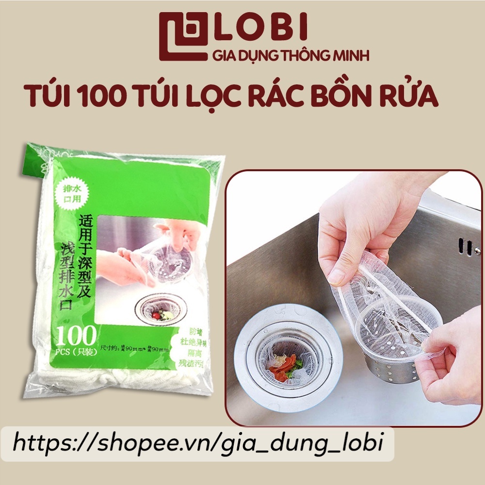 Túi 100 túi lọc rác bồn rửa bát LOẠI XỊN lọc cặn đồ ăn thừa chống tắc ngẵn ống cống