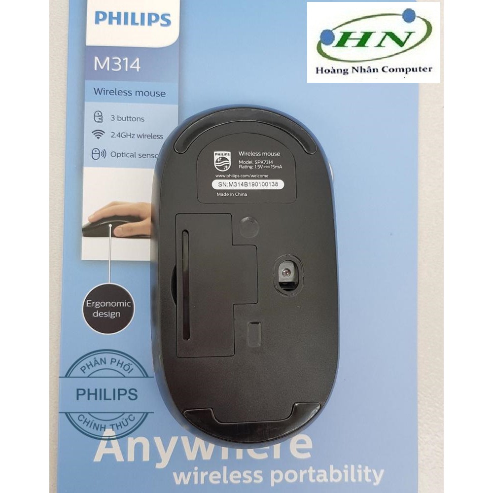 Chuột không dây wireless Philips M314 siêu mỏng-thích hợp dùng văn phòng